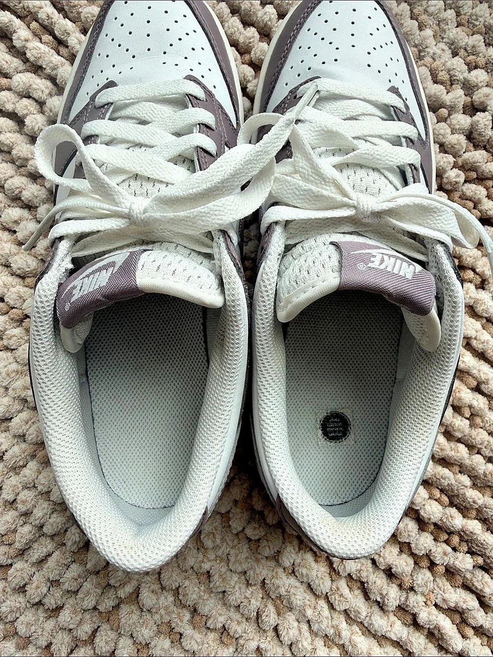Nike Dunk Low Sneakers White & Purple US 7Y Like New